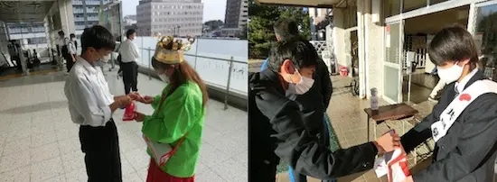 ひたちなか　募金ボランティア　活動の様子　勝田駅