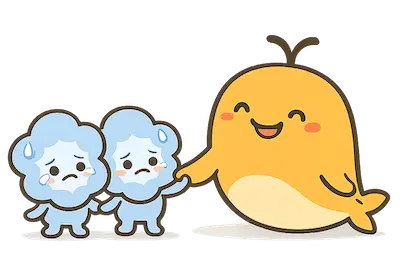 ひたちなか市社協404ページ　安心してね。と案内している様子のイラスト　