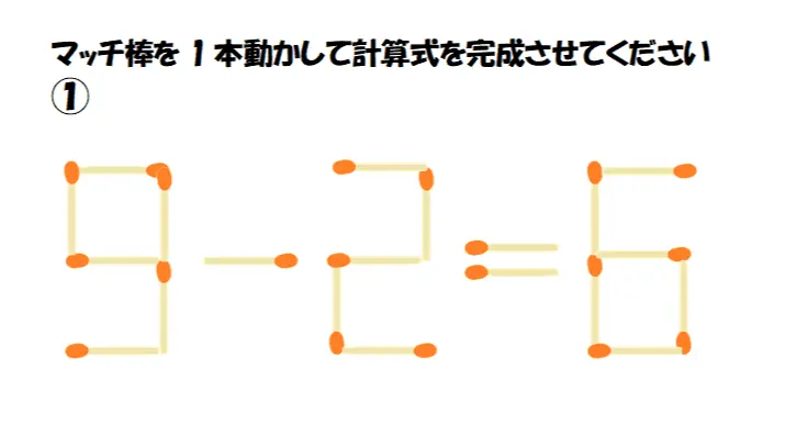 マッチ棒を動かして式を成立させる問題（全6問） ひたちなか市　脳トレアイディア
