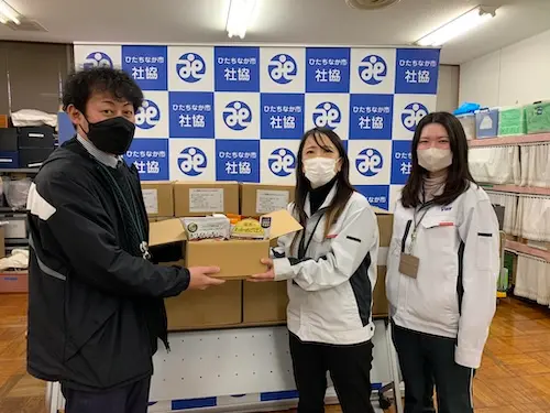（株）ブイテックス様より非常食の寄付 ひたちなか市福祉